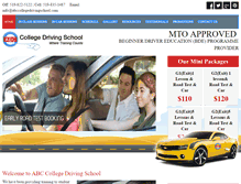 Tablet Screenshot of abccollegedrivingschool.com